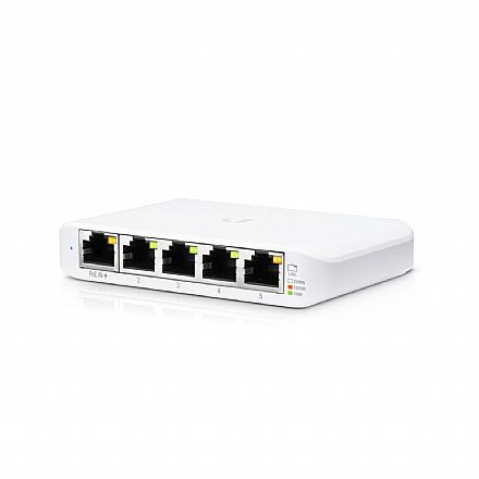 Rede Switch - Switch 5 Portas Ubiquiti UniFi USW-Flex-Mini - Gigabit PoE - Gerenciável - UniFi Network