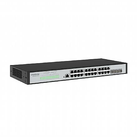 Rede Switch - Switch 24 Portas Intelbras SG 2404D MR L2+ - 24 Portas Gigabit - 4 Portas SFP - Gerenciável L2+