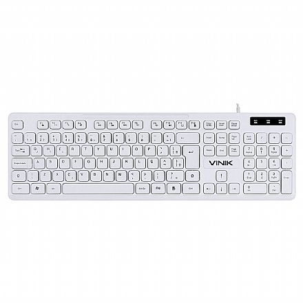 Teclado - Teclado USB Multimidia Vinik Slim TCB200 - ABNT2 - Teclas Chocolate - Branco