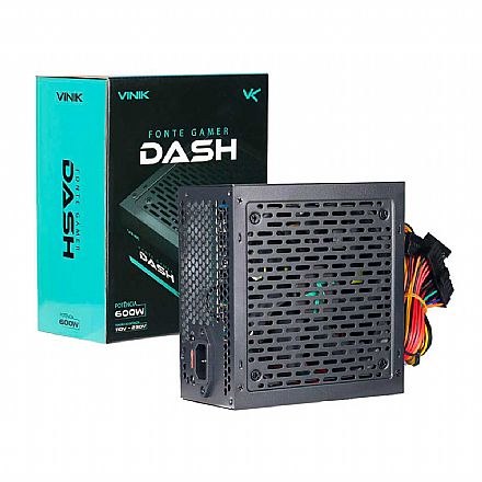 Fonte - Fonte 600W Vinik DASH - Padrão ATX - Eficiencia 70% - Preto - VFG600WP