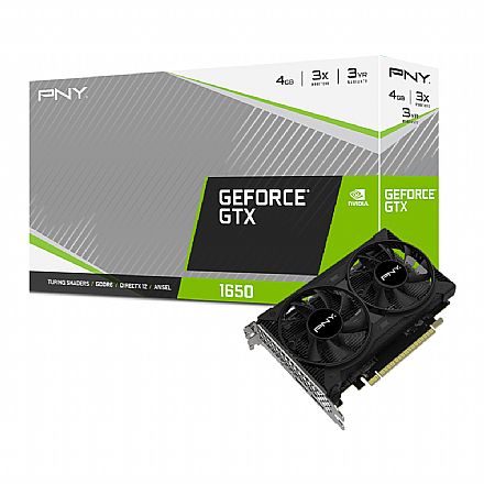 Placa de Vídeo - GeForce GTX 1650 4GB GDDR6 128bits - PNY Dual Fan - VCG16504D6DFPPB1