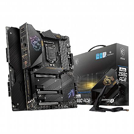 Placa Mãe para Intel - MSI MEG Z590 ACE (LGA 1200 - DDR4 5600 O.C) - Chipset Intel Z590 - Thunderbolt - RGB - Wi-Fi e Bluetooth - Slot M.2 - ATX