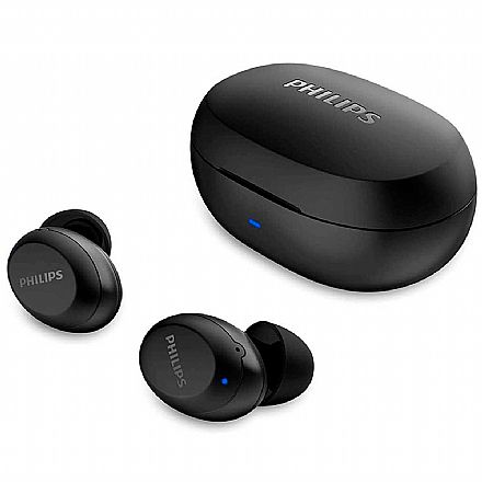 Fone de Ouvido - Fone de Ouvido Bluetooth Earbud Philips TWS TAT1235BK/97 - com Microfone - com Case Carregador - Preto