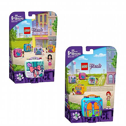 Brinquedo - Conjunto LEGO Friends - Cubo Ateliê de Moda da Emma + Cubo de Futebol da Mia