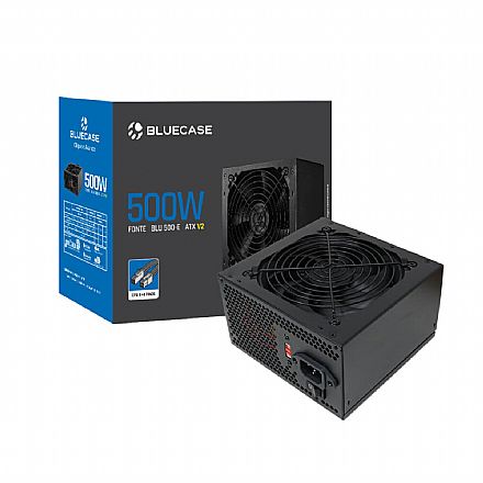 Fonte - Fonte 500W Bluecase - Eficiência 70% - ATX - Bivolt - com Cabo de Força - BLU500-EV2BX