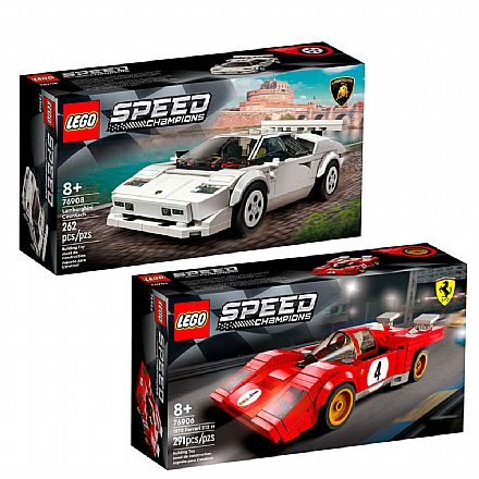 Brinquedo - Conjunto LEGO Speed Champions - 1970 Ferrari 512 M + Lamborghini Countach