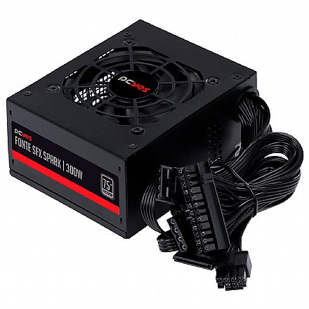 Fonte - Fonte 300W PCYes SFX Spark - Padrão SFX - Eficiencia 75% - PFC Ativo - SPKP300MBPT