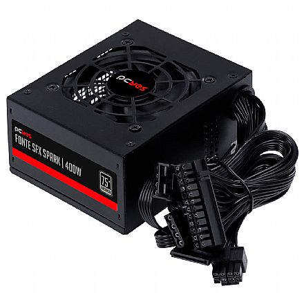 Fonte - Fonte 400W PCYes SFX Spark - Padrão SFX - Eficiencia 75% - PFC Ativo - SPKP400MBPT