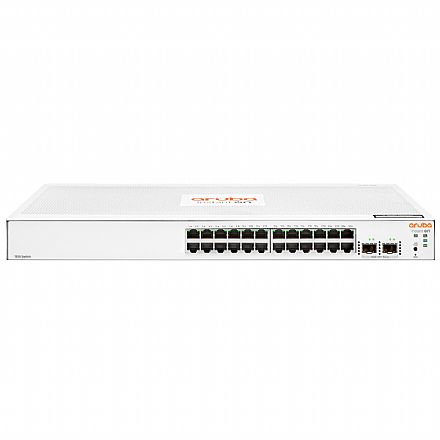 Rede Switch - Switch 24 Portas HPE Aruba Instant On 1830 - Gerenciavel - 24 portas Gigabit + 2 portas SFP - JL812A