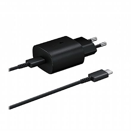 Carregadores - Carregador de Parede Original Samsung - USB-C - 3A - Super Fast Charge 25W - Preto - EP-TA800XBPGBR