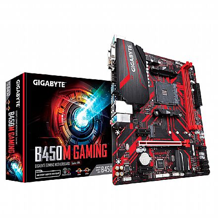 Placa Mãe para AMD - Gigabyte B450M Gaming (AM4 DDR4 3600 O.C) - Chipset AMD B450 - USB 3.1 - Slot M.2 - Micro ATX