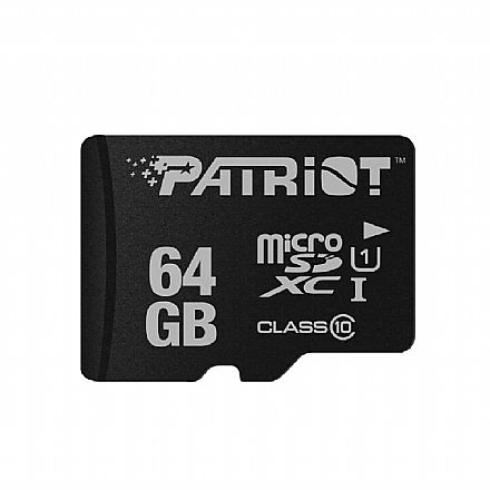 Cartão de Memória - Cartão 64GB Micro SDXC - Classe 10 - Velocidade até 80MB/s - Patriot LX Series PSF64GMDC10