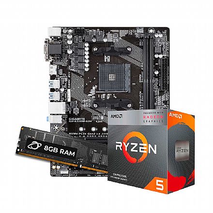 Kit Upgrade - Kit Upgrade Processador AMD Ryzen™ 5 4600G + GIGABYTE GA-A320M-S2H + Memória 8GB DDR4