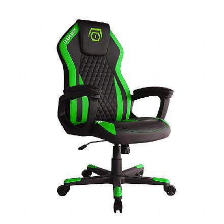 Cadeiras - Cadeira Gamer Elements Elemental Terra - Balanço/Tilt de 40° - Preto e Verde - 63579