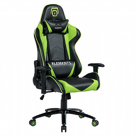 Cadeiras - Cadeira Gamer Elements Veda Terra - Encosto Reclinável 160° - Preto e Verde - 63524