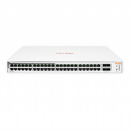 Rede Switch - Switch 48 Portas HPE Aruba Instant On 1830 - Gerenciavel - PoE Classe 4 - 48 portas Gigabit + 4 portas SFP - JL815A