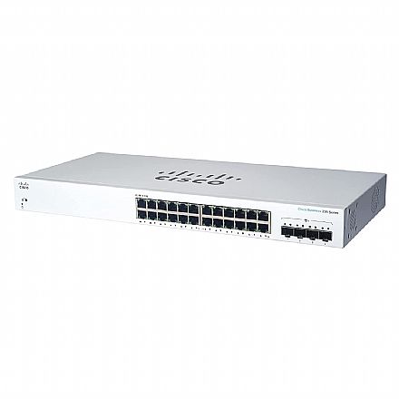 Rede Switch - Switch 24 Portas Cisco Business 220 - Gerenciavel - 24 portas Gigabit + 4 portas 10G SFP+ - CBS220-24T-4X-NA