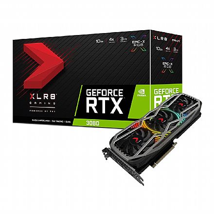 Placa de Vídeo - GeForce RTX 3080 10GB GDDR6X 320bits - PNY XLR8 REVEL EPIC-X- VCG308010LTFXPPB - Selo LHR