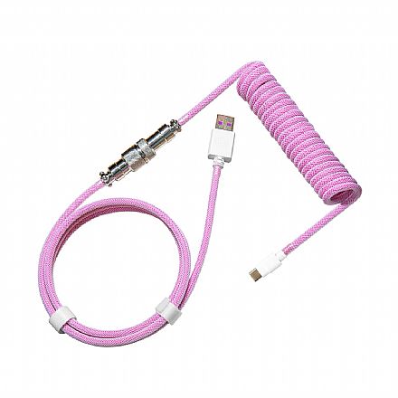 Cabo & Adaptador - Cabo para Teclado Coiled Cooler Master - Até 1.5m - Conector Aviator - Magenta - KB-CMZ1