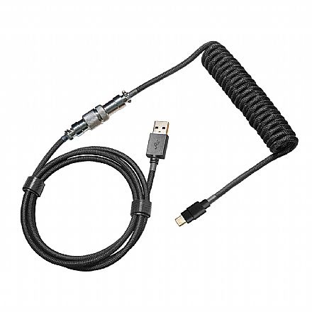 Cabo & Adaptador - Cabo para Teclado Coiled Cooler Master - Até 1.5m - Conector Aviator - Preto - KB-CBZ1