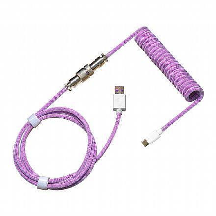 Cabo & Adaptador - Cabo para Teclado Coiled Cooler Master - Até 1.5m - Conector Aviator - Roxo - KB-CPZ1