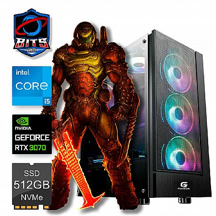 Computador Gamer - PC Gamer Bits 2024 - Intel i5 14400F, 16GB, SSD 500GB, Video GeForce RTX 3070