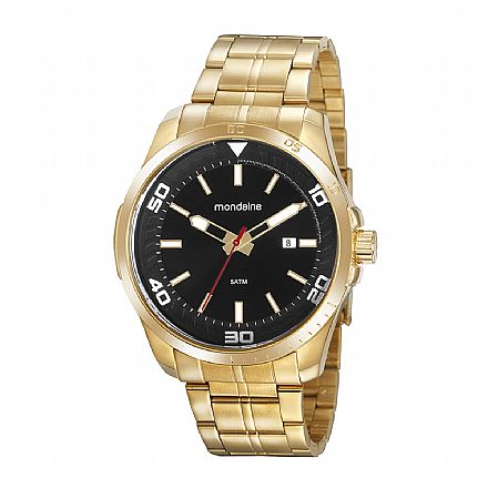 Beleza e Cuidado Pessoal - Relógio Masculino Mondaine Clássico Calendário Dourado - 32153GPMVDE1