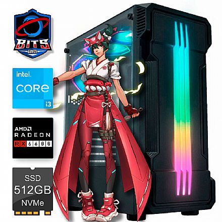 Computador Gamer - PC Gamer Bits 2024 - Intel i3 12100F, 16GB, SSD 500GB, AMD Radeon RX 6600