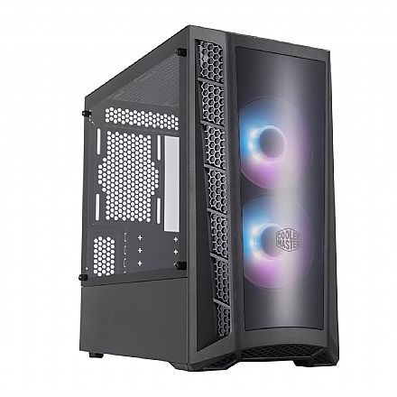 Gabinete - Gabinete Cooler Master Masterbox MB320L ARGB - Lateral em Vidro Temperado - 2 Coolers ARGB inclusos - Preto - MCB-B320L-KGNN-S02