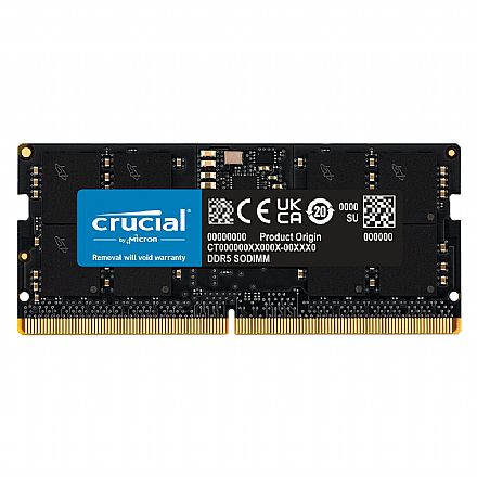 Memória para Notebook - Memória SODIMM 16GB DDR5 4800MHz Crucial - para Notebook - CL40 - CT16G48C40S5