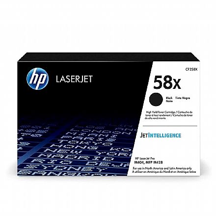 Toner - Toner HP 58X Preto - CF258X - Para M404DW / M404N / M428DW / M428FDN / M428FDW