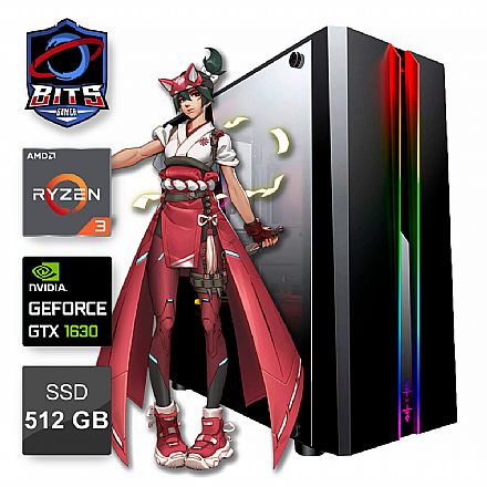 Computador Gamer - PC Gamer Bits 2024 - AMD Ryzen 3 4100, 16GB DDR4, SSD 512GB, Video Geforce GTX 1630