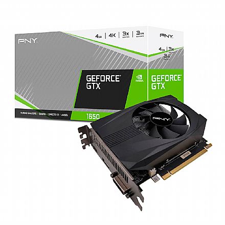 Placa de Vídeo - GeForce GTX 1650 4GB GDDR6 128bits - PNY Single Fan - VCG16504D6SFMPB1