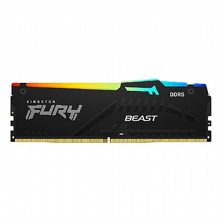 Memória para Desktop - Memória 16GB DDR5 5200MHz Kingston Fury RGB - CL40 - Preto - KF552C40BBA-16