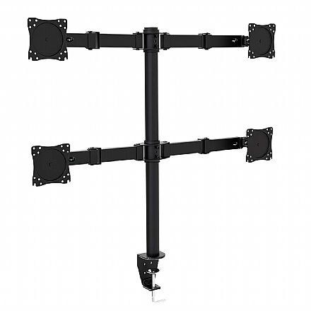 Suporte de Monitor/TV - Suporte para 4 Monitores / TVs até 27" ELG - Multiarticulado com Regulagem de Altura e Ângulo - Padrão VESA - F50X4