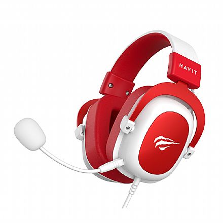 Fone de Ouvido - Headset Gamer Havit H2002D - Conector P2 - Branco com Vermelho - HVGMH-H2002d-WR