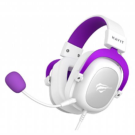 Fone de Ouvido - Headset Gamer Havit H2002D - Conector P2 - Branco com Roxo - HVGMH-H2002d-WP