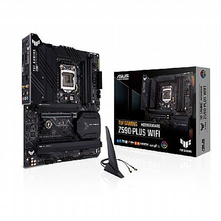 Placa Mãe para Intel - Asus TUF Gaming Z590-PLUS WIFI (LGA 1200 DDR4 5133 O.C) - Chipset Z590 - USB 3.2 - Wi-Fi 6 - Slot M.2 - ATX