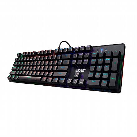 Teclado - Teclado Mecânico Gamer Acer NKW202 - ABNT2 - LED RGB - Switch Azul - GP.KBD11.044