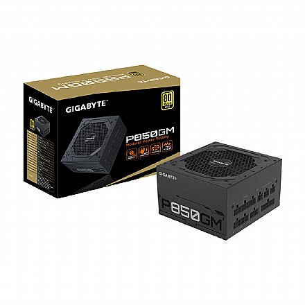 Fonte - Fonte 850W Gigabyte P850GM - Modular - Eficiência 90% - 80 PLUS® Gold - GP-P850GM