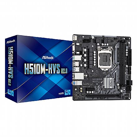 Placa Mãe para Intel - ASRock H510M-HVS R2 - (LGA 1200 - DDR4 3200) - Chipset H510 - USB 3.2 - Micro ATX