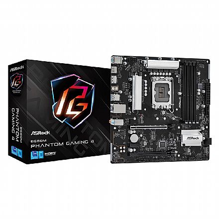 Placa Mãe para Intel - ASRock B660M Phantom Gaming 4 - (LGA 1700 DDR4 5333 O.C) - Chipset B660 - USB 3.2 - Slot M.2 - Micro ATX