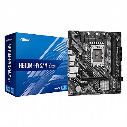 Placa Mãe para Intel - ASRock H610M-HVS/M.2 R2 (LGA 1700 DDR4 3200 OC) - Chipset Intel H610 - USB 3.2 - Slot M.2 - Micro ATX