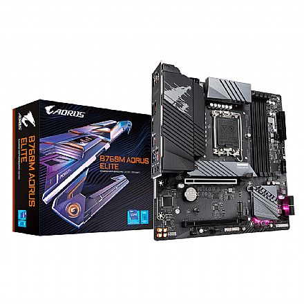 Placa Mãe para Intel - Gigabyte B760M AORUS ELITE - (LGA 1700 - DDR5 7600 O.C) Chipset Intel B760 - Slot M.2 - Micro ATX