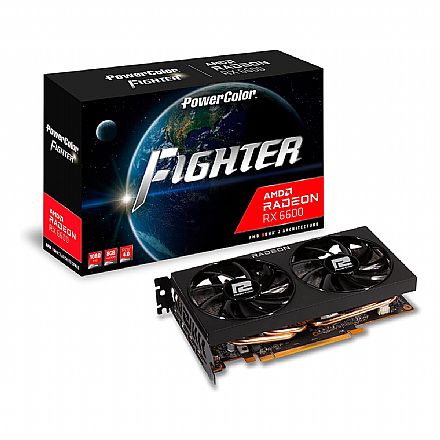 Placa de Vídeo - AMD Radeon RX 6600 8GB GDDR6 128bits - PowerColor Fighter AXRX 6600 8GBD6-3DH