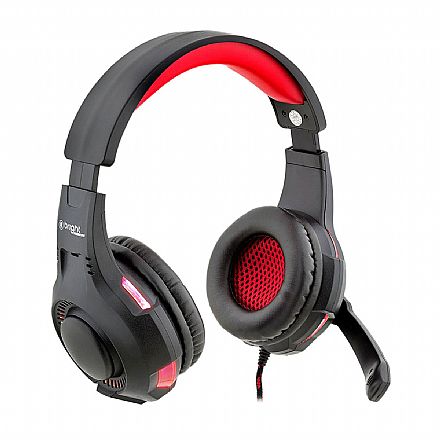 Fone de Ouvido - Headset Gamer Bright - LED Vermelho - com Microfone - Conector P2 e USB para energia - 0468