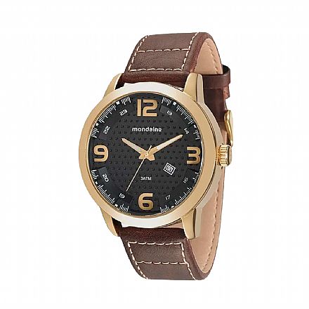 Beleza e Cuidado Pessoal - Relógio Masculino Mondaine Dourado Pulseira em Couro Marrom - 76655GPMVDH2