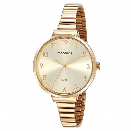 Beleza e Cuidado Pessoal - Relógio Feminino Mondaine Minimalista Bracelete Dourado - 32116LPMVDE1