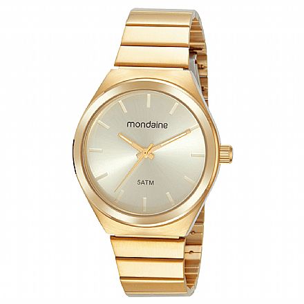 Beleza e Cuidado Pessoal - Relógio Feminino Mondaine Minimalista Dourado - 99619LPMVDA1