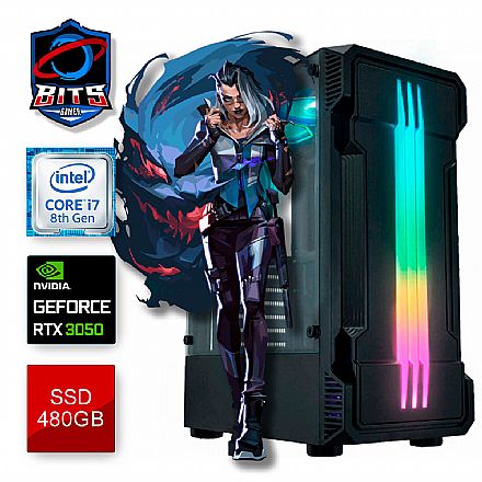 Computador Gamer - PC Gamer Bits 2024 - Intel i7 8700, 16GB, SSD 480GB, Vídeo GeForce RTX 3050